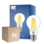 Multipack 4x Philips MASTER Value LED Bulbo E27 Pera Clara 11.2W 1521lm - 927 Luz muy Cálida | Mejor reproducción de color - Regulable - Reemplazo 100W