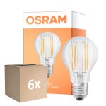 Multipack 6x Osram LED Superstar E27 Pera Con Filamento Clara 7.5W 1055lm - 940 Blanco Frio | Mejor Reproducción De Color - Regulable - Reemplazo 75W