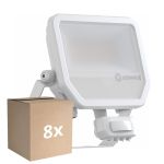 Multipack 8x Ledvance Proyector LED Aluminium Blanco 41W 5500lm 100D - 830 Luz Cálida | IP65 - Sensor De Movimiento Y Luz - Simétrico
