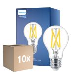 Multipack 10x Philips Master LED E27 Pera Con Filamento Clara 7.2W 1055lm - 922-927 Dim To Warm | Mejor Reproducción De Color - Regulable - Reemplazo 75W