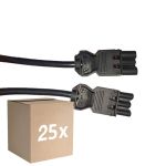 Multipack 25x Noxion GST - Compatible Cable de extensión Negro - Macho + Hembra - 3m - 3 pole 1,5mm2