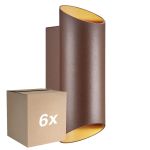 Multipack 6x Nordlux Nico Luz De Pared Aluminium Oxidado Up & Down | IP54 - Apta para 2x GU10