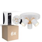 Multipack 6x D'Lite Luz de techo Beitem Mate Blanco FSC Madera | Apta Para 3x GU10